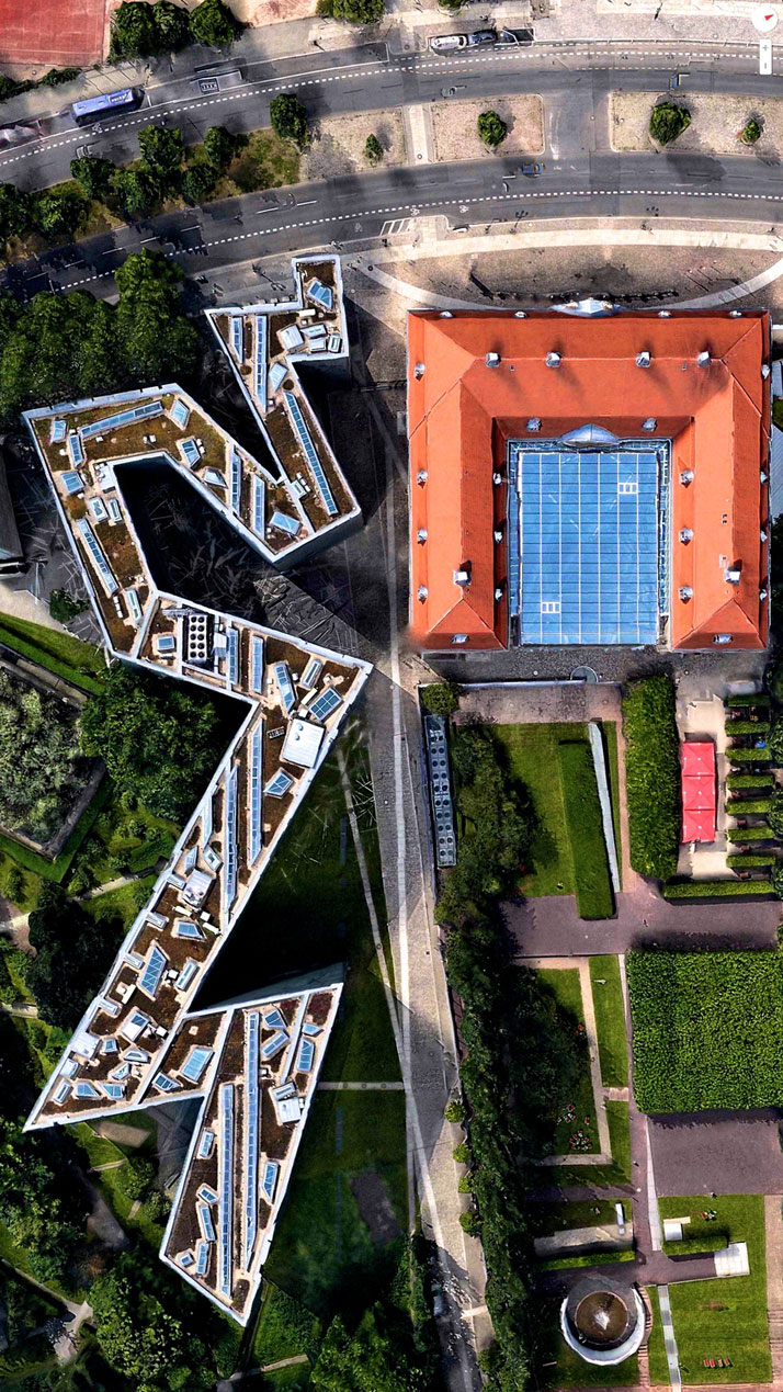 Jewish Museum, Berlin, Germany.Overview captured with Apple Maps. Satellite imagery from Digital Globe.Copyright 2014, Daily Overview.