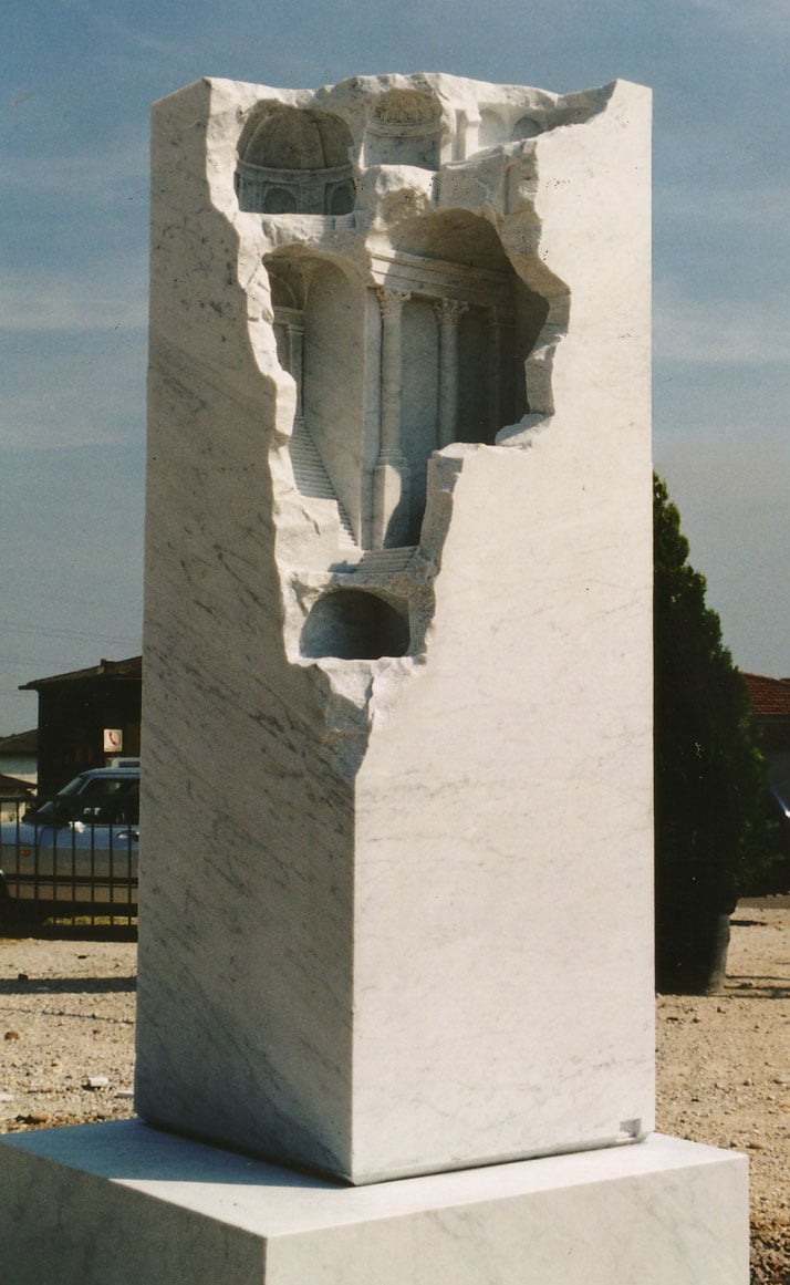 Matthew Simmonds, Hidden Landscape, Carrara marble 1999, 50 X 50 X 170cm2nd International Sculpture Symposium, VeronaFirst prize winnerphoto © Matthew Simmonds.