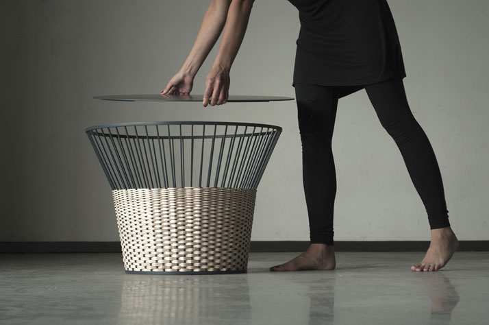 Meet the wicker, basket made from a steel skeleton (square metal ribs) with woven wicker. © Chudy and Grase.AWARDS: Product design of the year 2014 (Latvia) | Best product prototype 2014 (Latvia).
