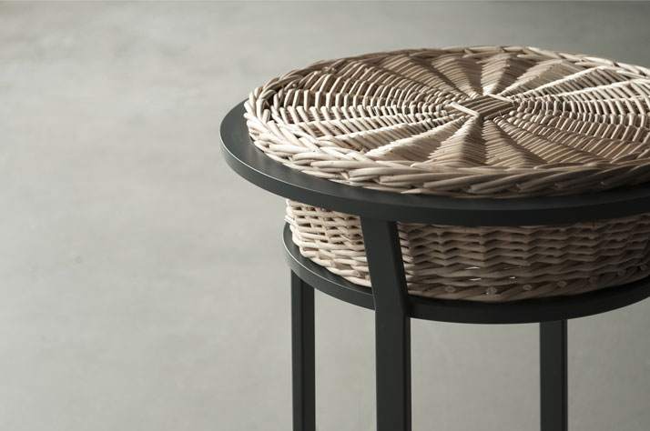 Meet the wicker, stool made from rectangular steel profiles with a woven wicker seat. © Chudy and Grase.AWARDS: Product design of the year 2014 (Latvia) | Best product prototype 2014 (Latvia).