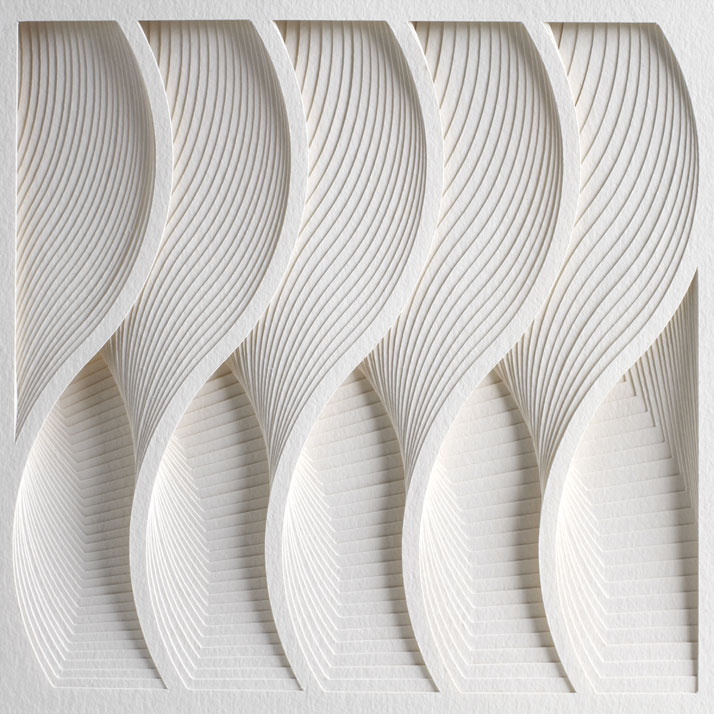 WAVE (detail), from Process Series 2, 2013; paper 8  x 11 x 1/2 inches. Photo by Cullen Stephenson.