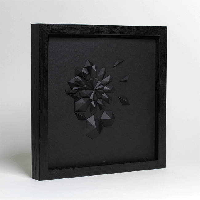 Apophenia, 2013; black Strathmore Paper 11 1/4 x 11 1/4 x 1/2 inches. Photos by Cullen Stephenson.