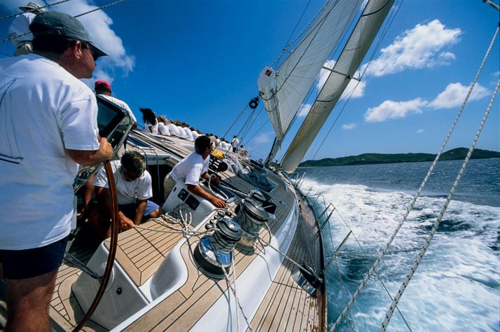 Photo from the book The Stylish Life - Yachting, published by teNeues. Sailboat participating in Antigua Race Week, Photo © Onne van der Wal/Corbis.