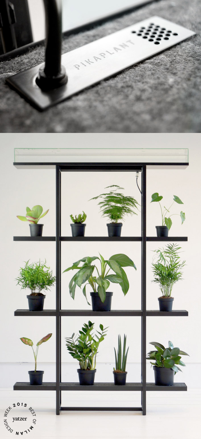 Pikaplant One vertical garden with a passive ebb-and-flow irrigation system by Pikaplant.