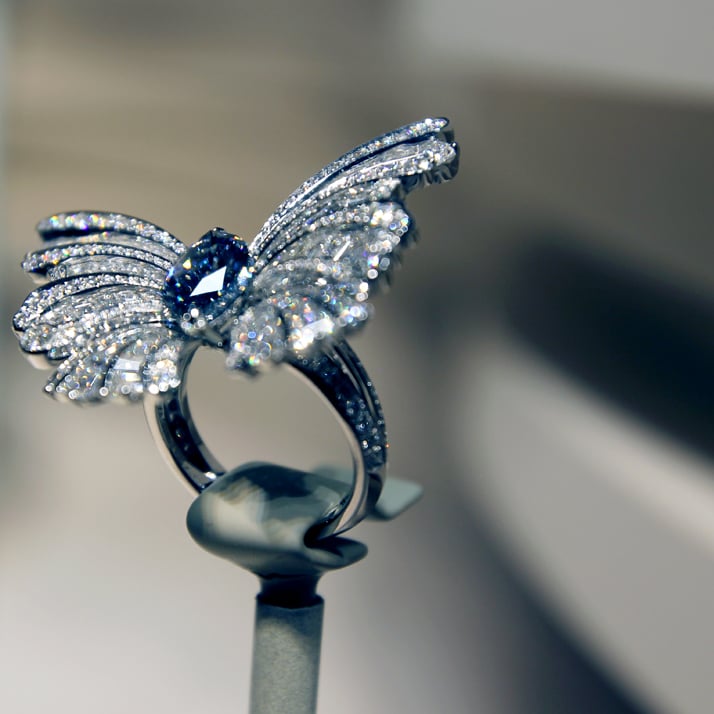 Van Cleef & 展出的精美蝴蝶戒指 雅宝在帕洛玛别墅举办的“遗产”展览。 照片 © Costas Voyatzis。