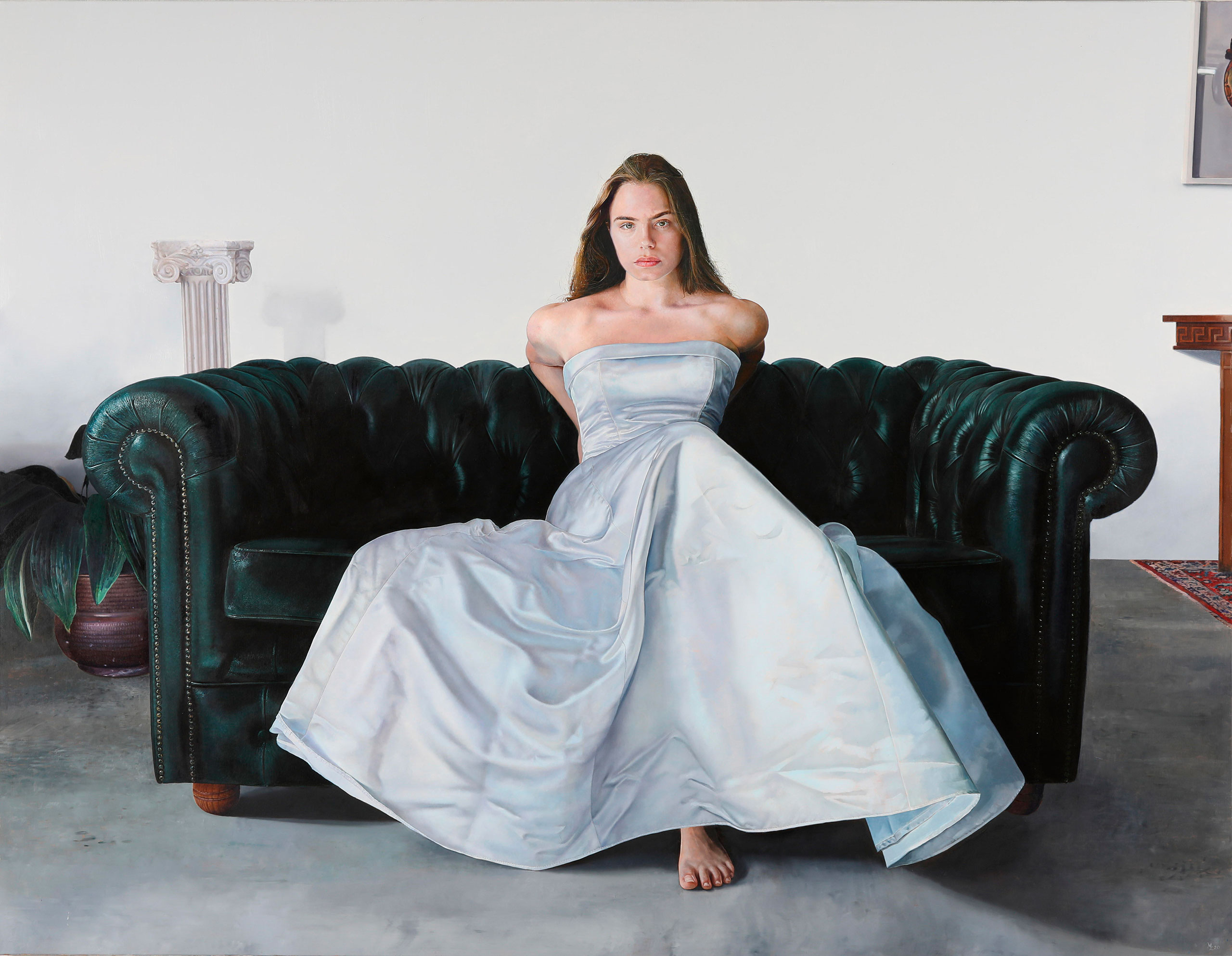 Michael Zavros, Mum’s wedding dress, 2021. Oil on canvas. 160 x 205cm. Courtesy of the artist. © Michael Zavros 