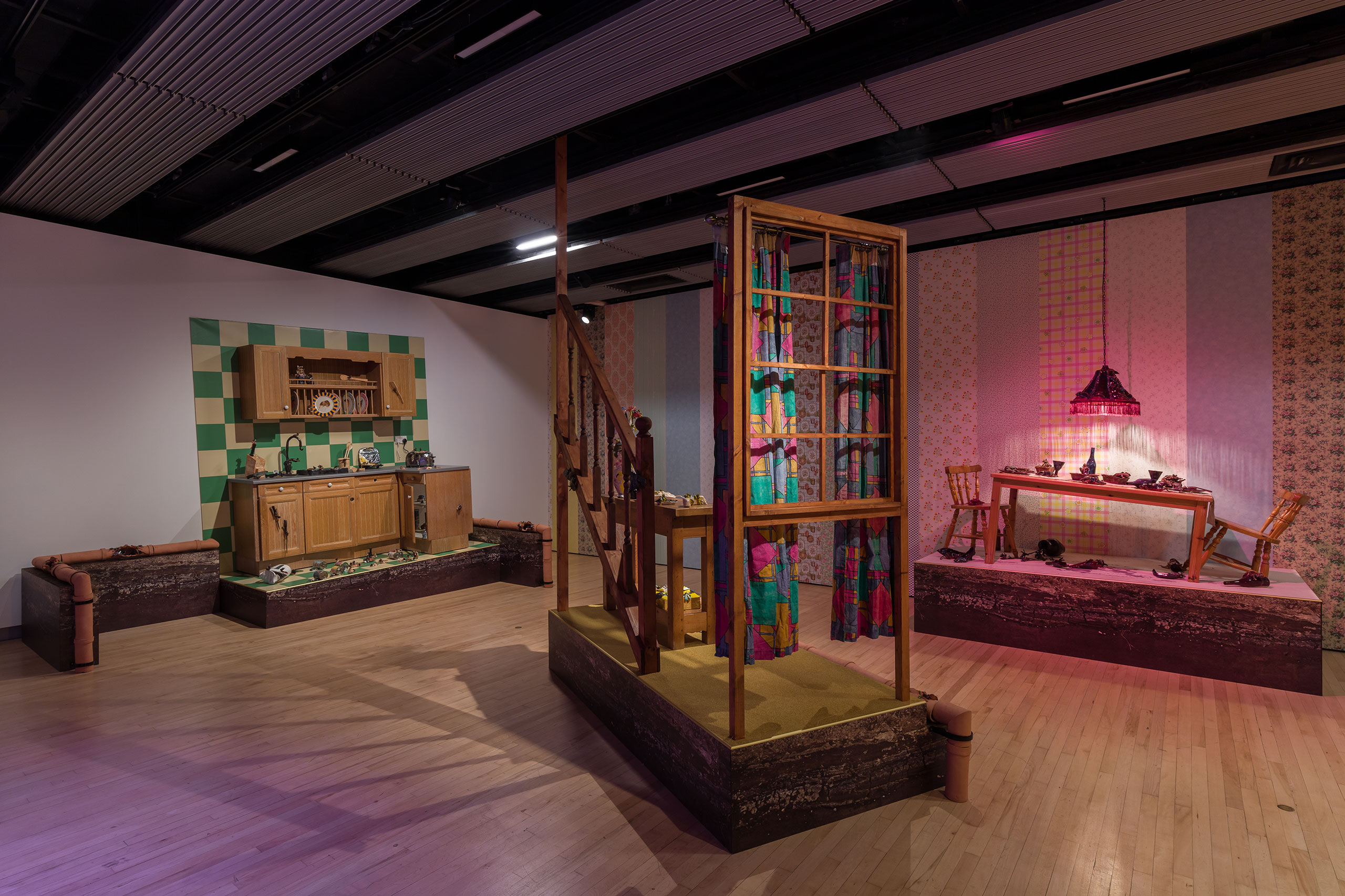 Installation view of Lindsey Mendick, Strange Clay: Ceramics in Contemporary Art at the Hayward Gallery (26 October 2022 - 8 January 2023). Photo: Mark Blower. Courtesy the Hayward Gallery.