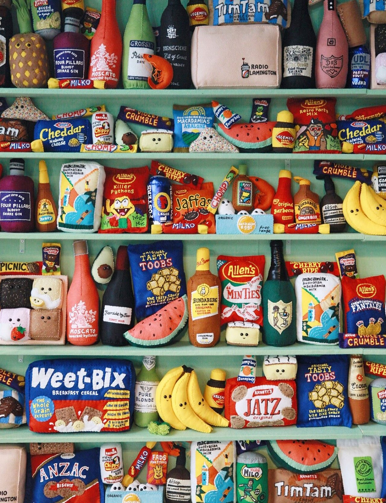 "Australian supermarket" installation by Lucy Sparrow. Photography by Katya De Grundwald.