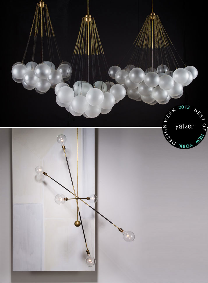 CLOUD chandelier and HIGHWIRE lighting fixtures by Gabriel Hendifar and Jeremy Anderson from APPARATUS studio.
