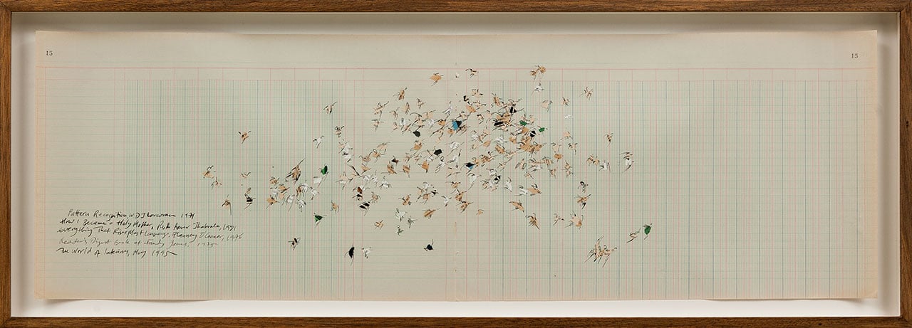 Simryn Gill，无题 #15，2013 年。分类账纸上的拼贴和墨水，31.7 x 85 厘米。 由艺术家和 Jhaveri Contemporary 提供。