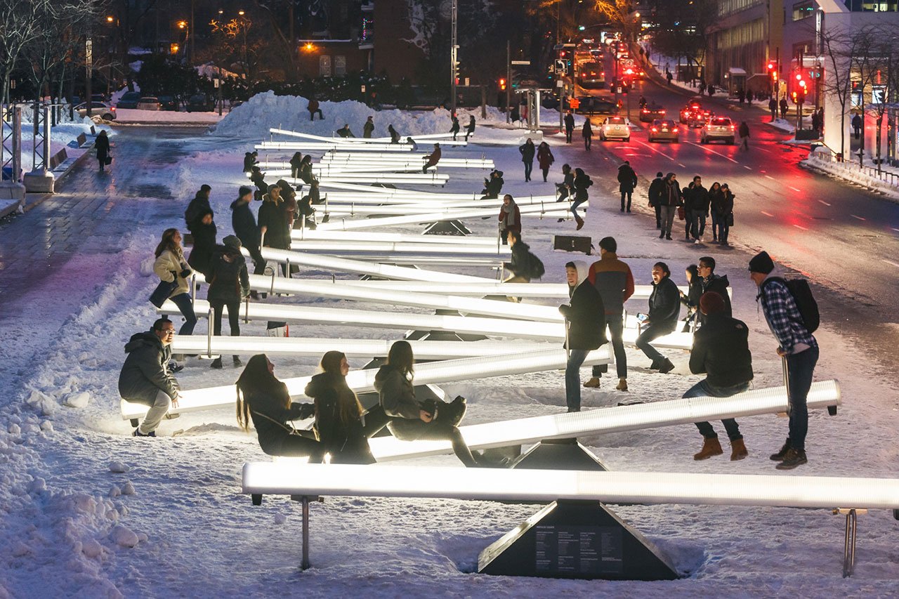 Impulse, Luminothérapie by Lateral Office, Place des Arts, Montreal, QC, 2016. Photo by Ulysse Lemerise / OSA.