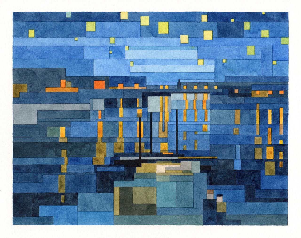 罗纳河上的星夜，亚当·利斯特的艺术史 101 系列。（文森特·梵高原画，1888 年）。