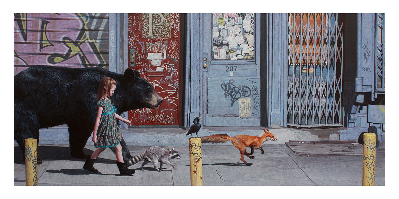 凯文·彼得森，联盟 II，2015 年。木板上的油彩，91 × 44 厘米。 ©凯文彼得森。