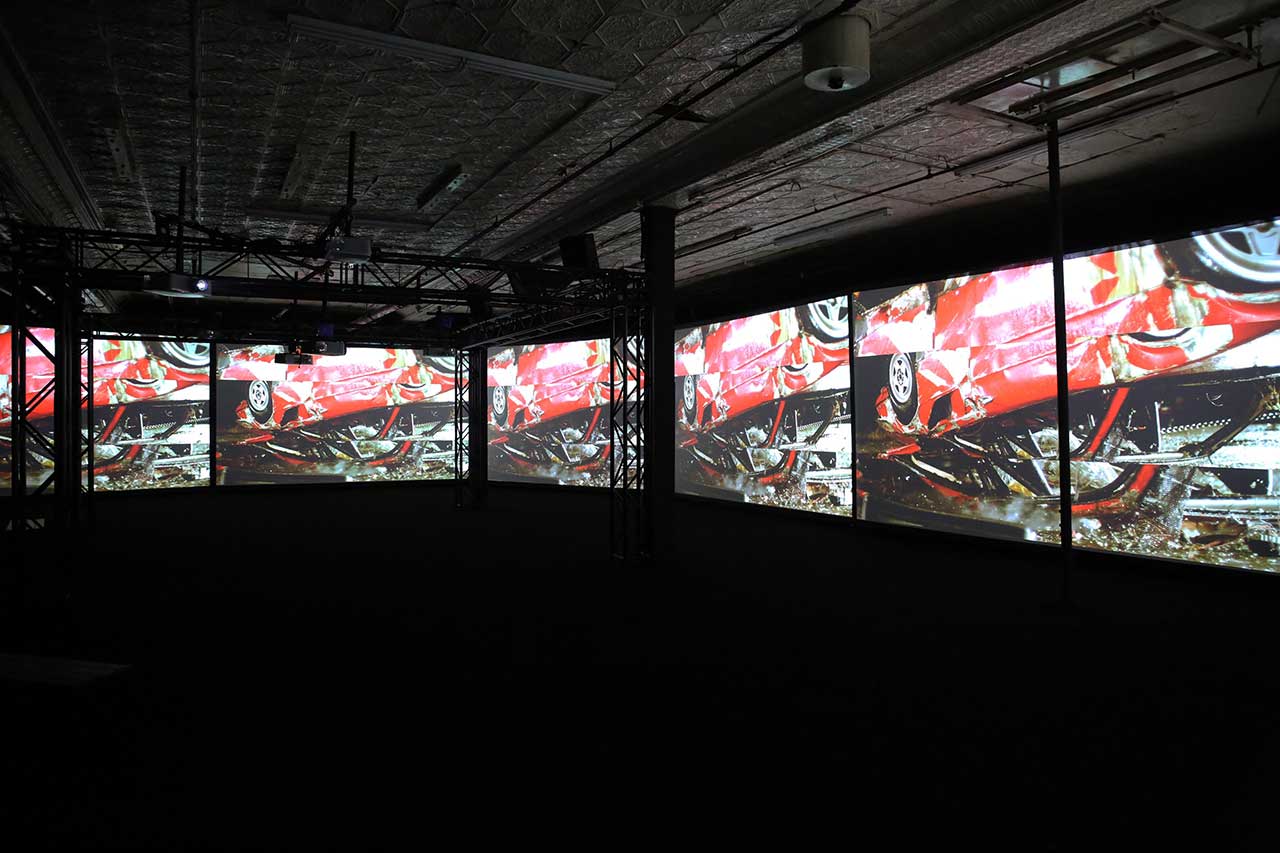 Eric Hu and Simon Birch, The Inevitable, 2015. Editing assisted by Touches. Six-channel video. Photo by Gloria Yu.