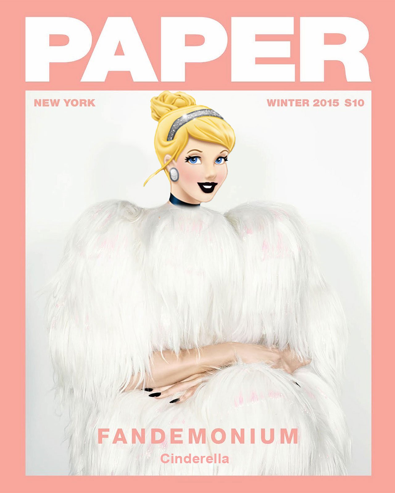 帕丽斯·希尔顿 (Paris Hilton) 在《纸》杂志的 Fandemonium 封面中饰演灰姑娘。 由 Vijat Mohindra 拍摄，照片由 Gregory Masouras 编辑。