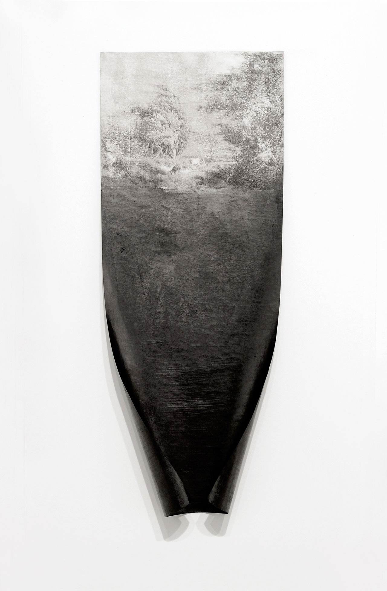 Despina Flessa, Folding landscape , graphite print and graphite on paper, 58 x 22 cm, 2015. 