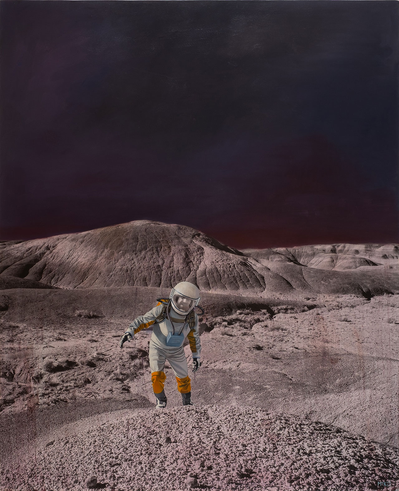 凯西·麦基，反馈回路（来自“机器停止”系列），照片，布面油画。 160 x 130 厘米，2018 年。