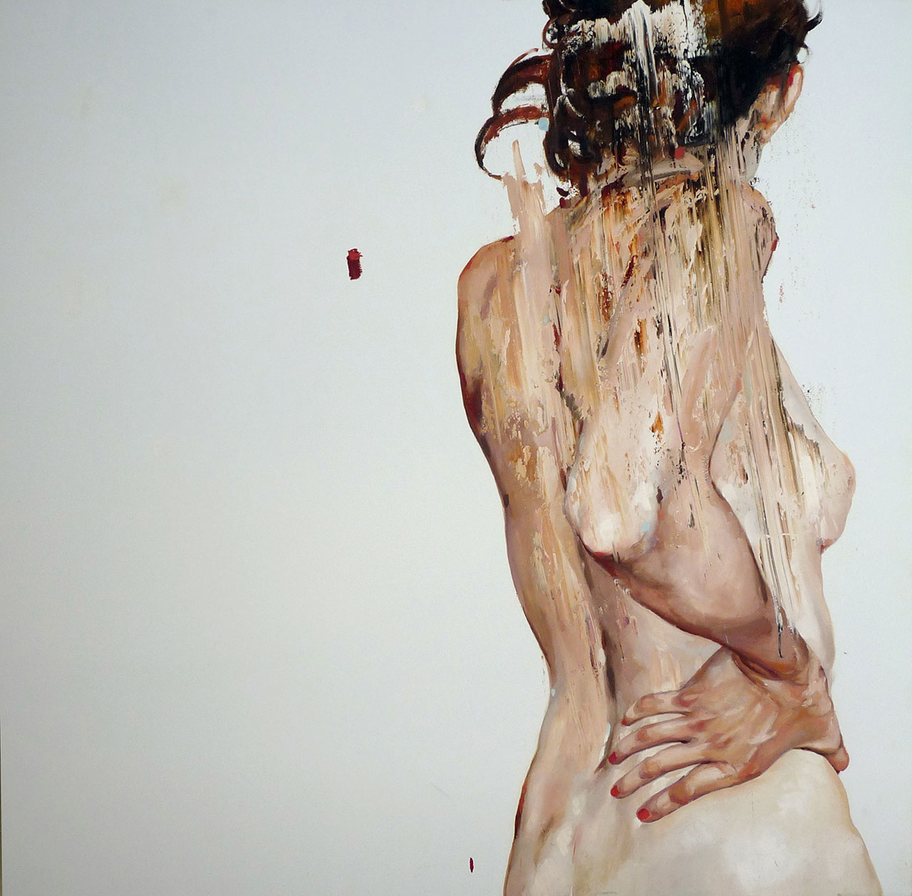 Cesar Biojo，Estuche 5，布面油画，100 x 100 厘米，2013 年。