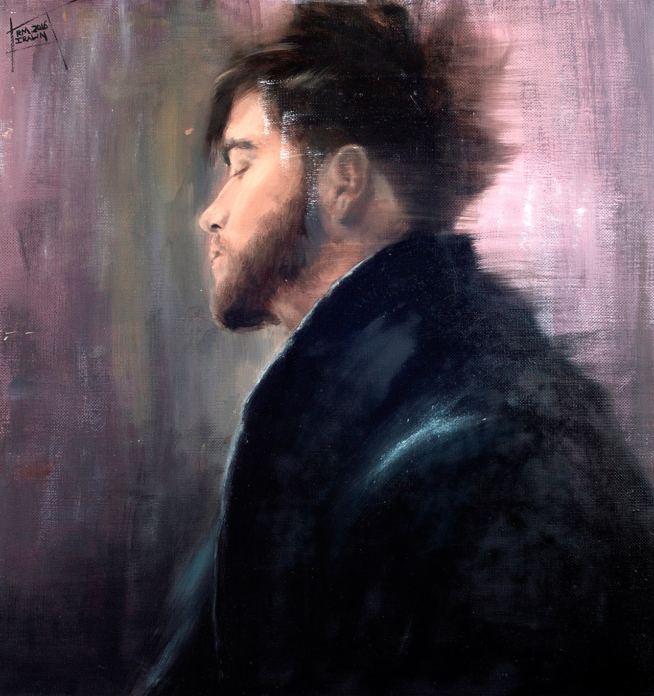 Rustam Iralin, Portrait of a Young Man, 2016, 80 x 80cm, canvas, oil.