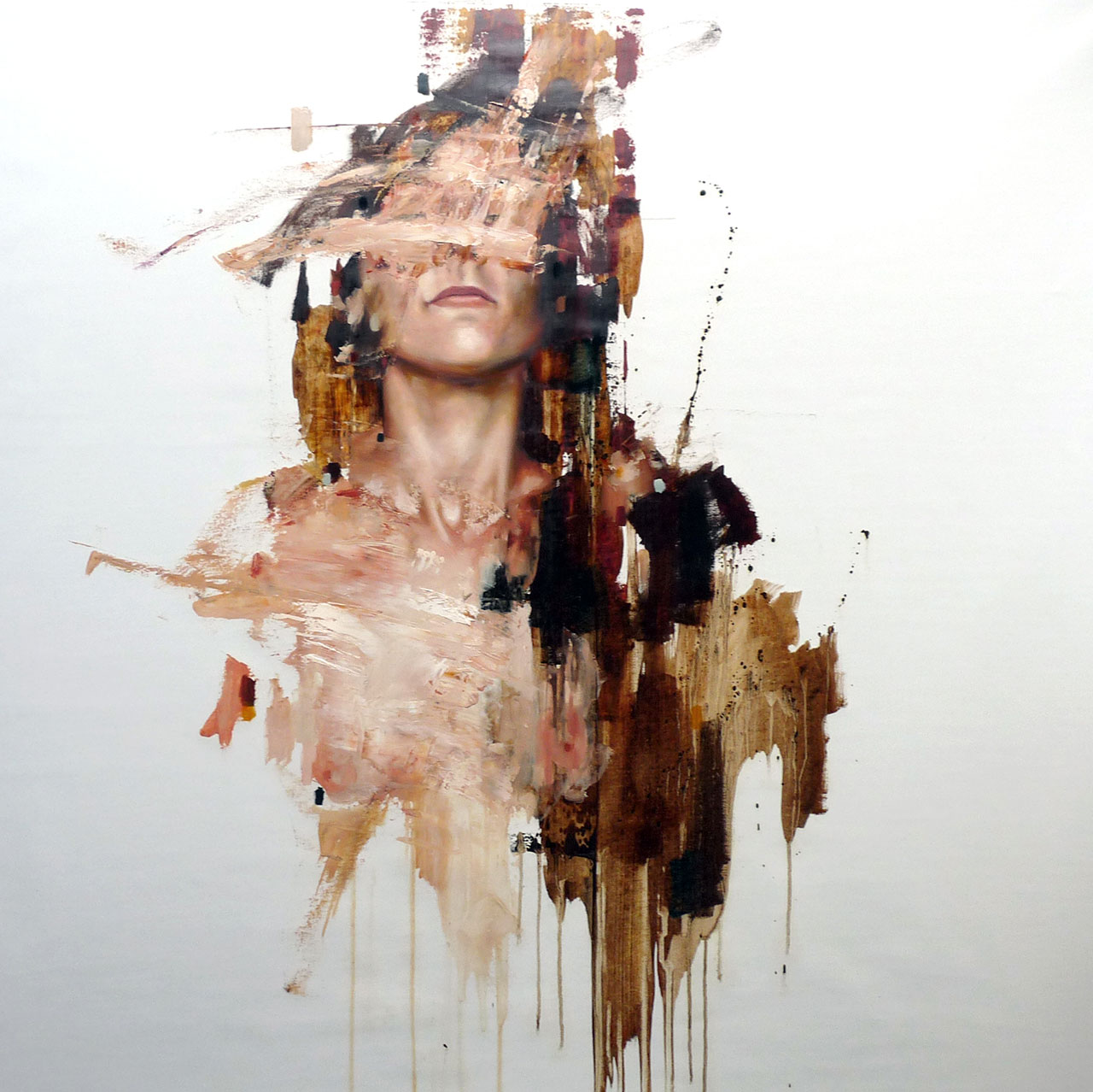 Cesar Biojo，Estuche 7，布面油画，100 x 100 厘米，2013 年。