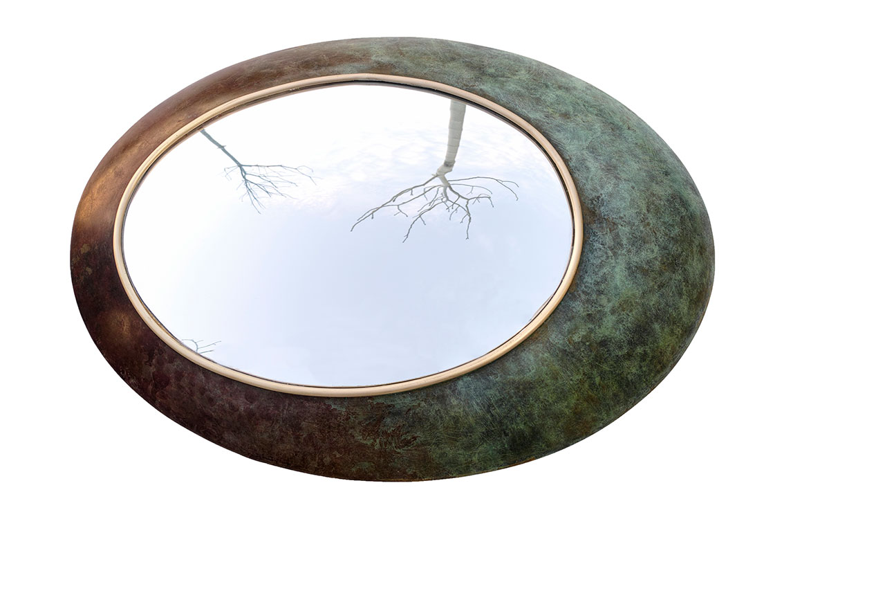 Carla Baz, Blaze convex mirror.65 x 50 x 10 cm. Oxidized Bronze Mirrors.