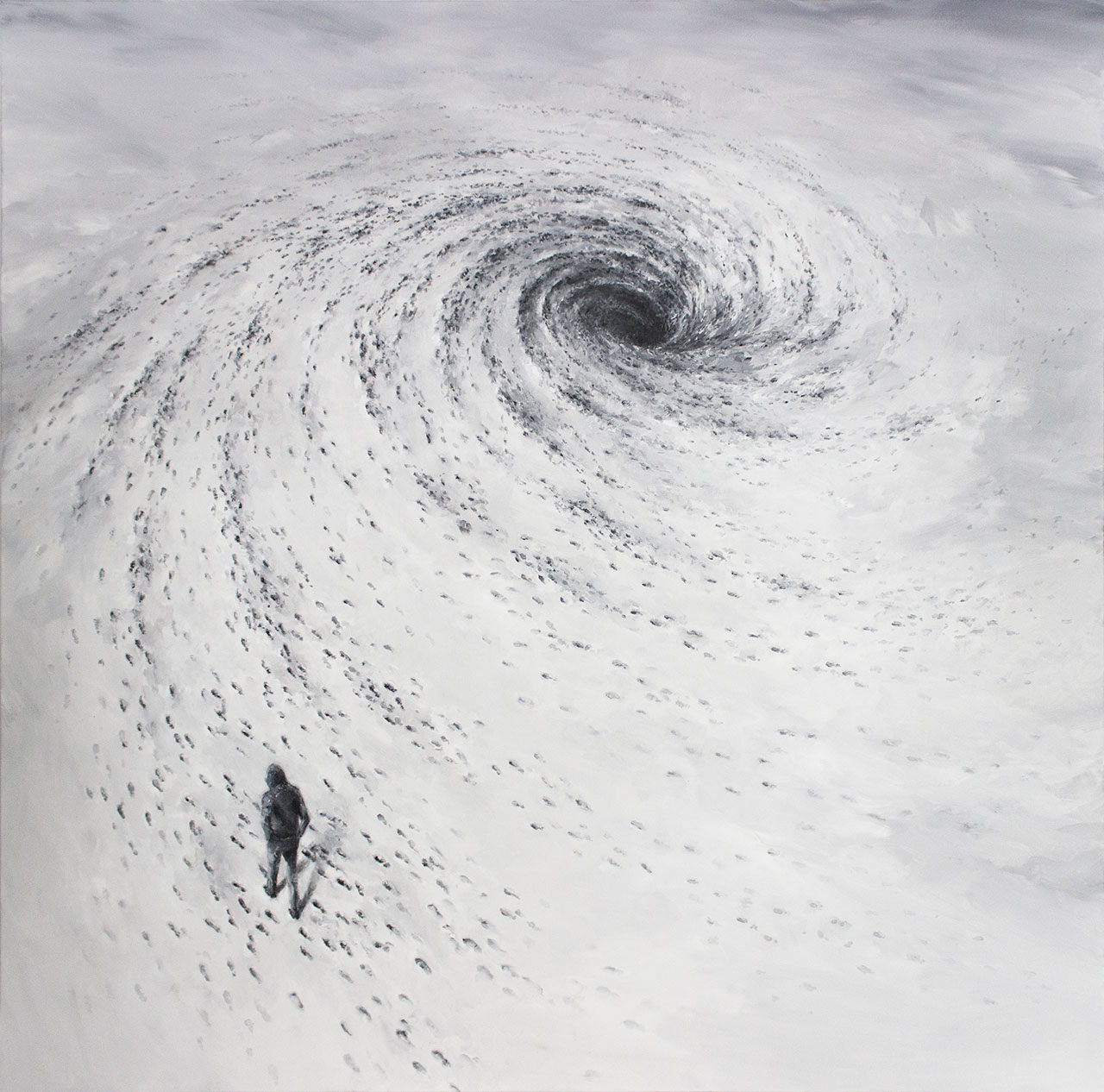 Pejac, Black Hole, 150 x 150 cm, Oil on canvas.