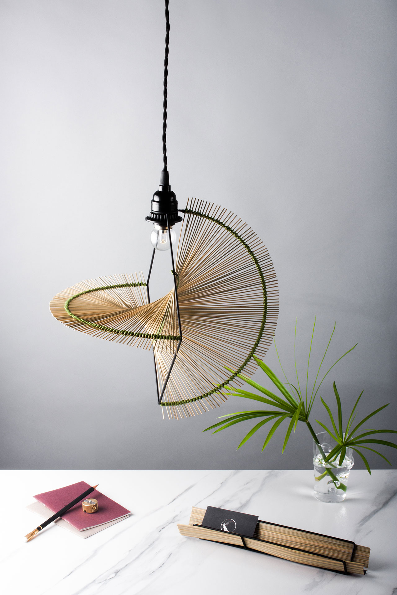 Pendant light from the 2016 "Riyar" collection by Kamaro'an. 
Design by Yun Fann and Shane Liu. 
Photo by Jy Yuan. 