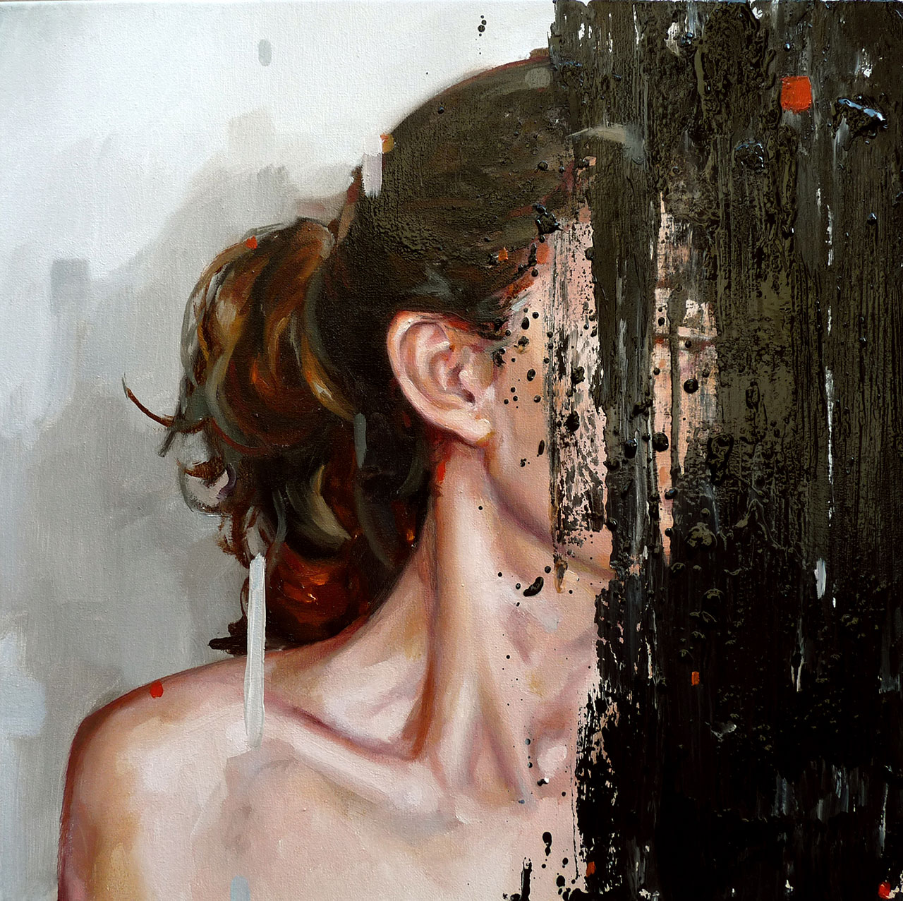 Cesar Biojo, Estuche 21, oil on canvas, 40 x 40 cm, 2014.