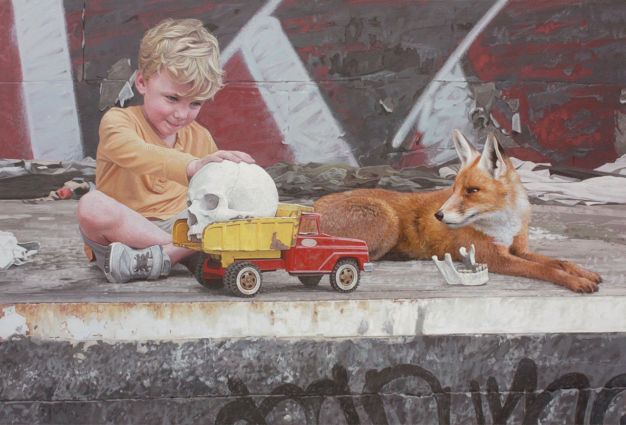凯文·彼得森，《芬兰人的狐狸》，2016 年。木板上的油彩，61 × 41 厘米。 ©凯文彼得森。