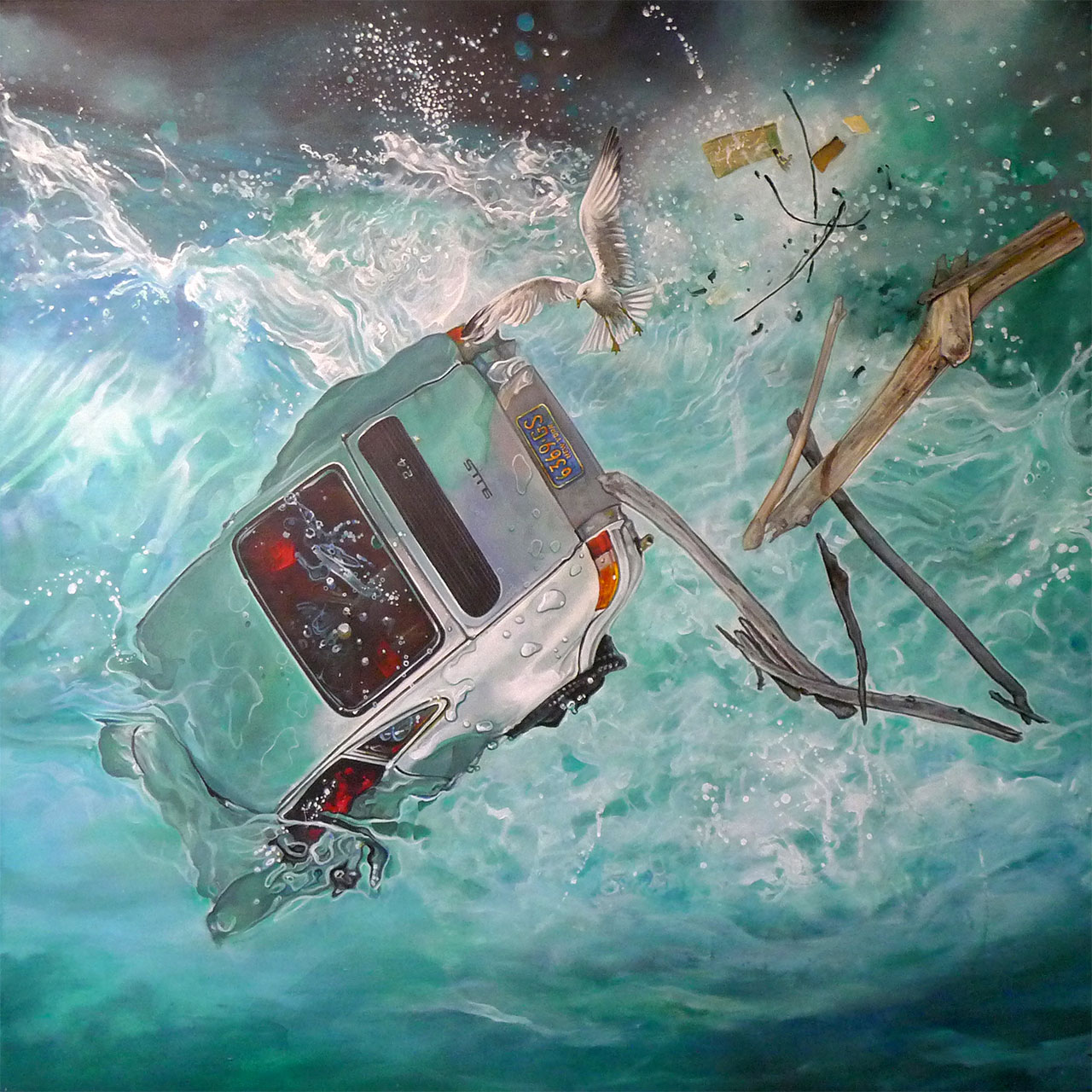 Marcello Petisci 'Ocean' 亚克力画布，97x97 厘米，2015 年。