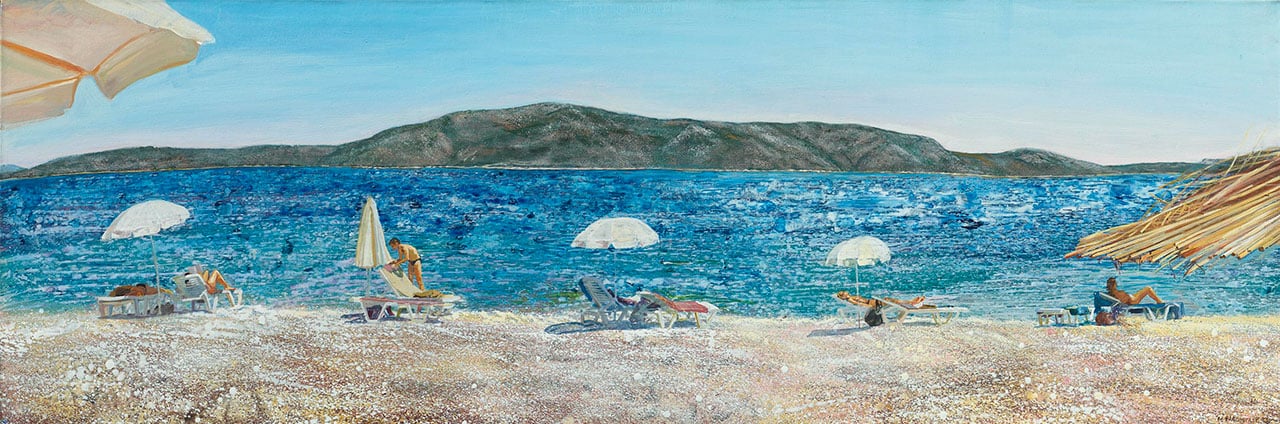 Maria Filopoulou, Parasol, 1988-1989. Oil on canvas, 63 x 189cm.
