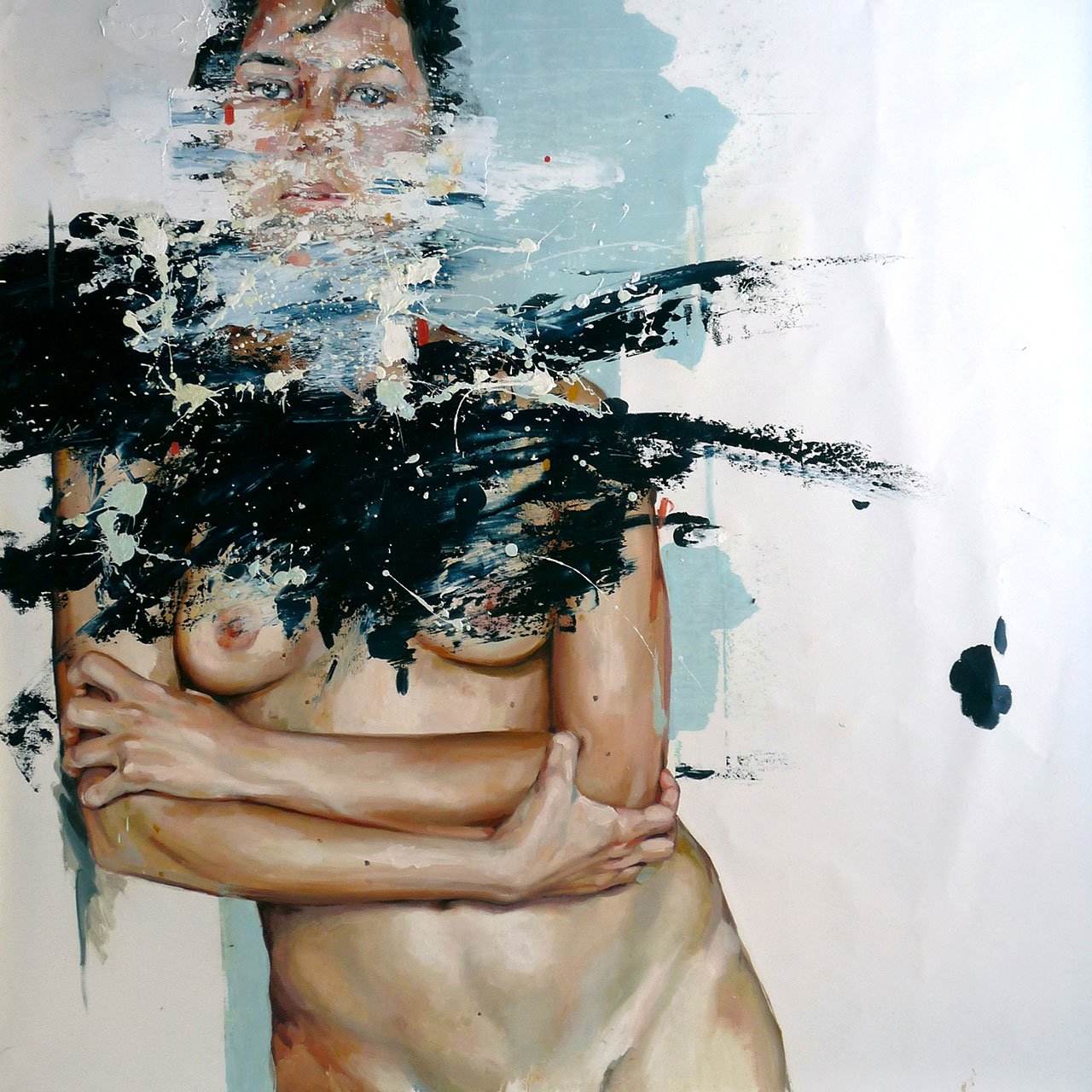 Cesar Biojo，Viviana 11，布面油画，100 x 100 厘米，2014 年。