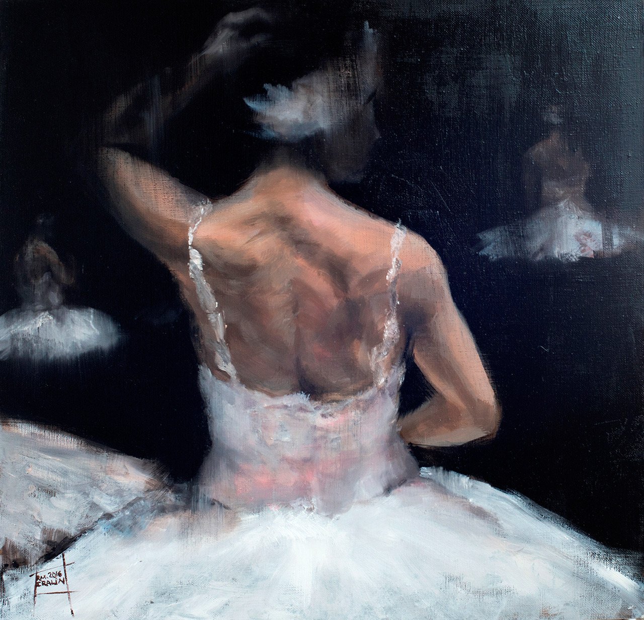 Rustam Iralin, The Backstage, 2016, 70x70cm, canvas, oil.