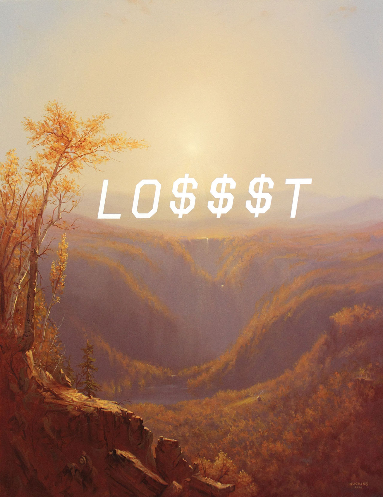 Shawn Huckins, A Gorge In The Mountains: Lost, acrylic on canvas, 36 x 28 in (91 x 71 cm), 2016. Private collection.