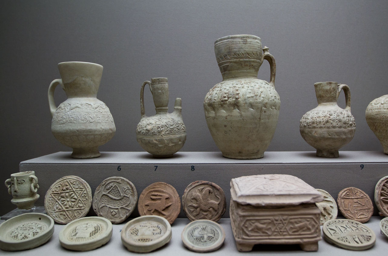 Jugs, filters and stamps from Northern Syria or Egypt, 11th-13th c. Photo © Costas Voyatzis.