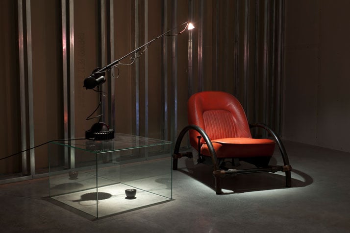 In Reverse, Installation Image.Aerial Light (1981) &amp; The Rover Chair (1981).Courtesy of Ron Arad Associates.