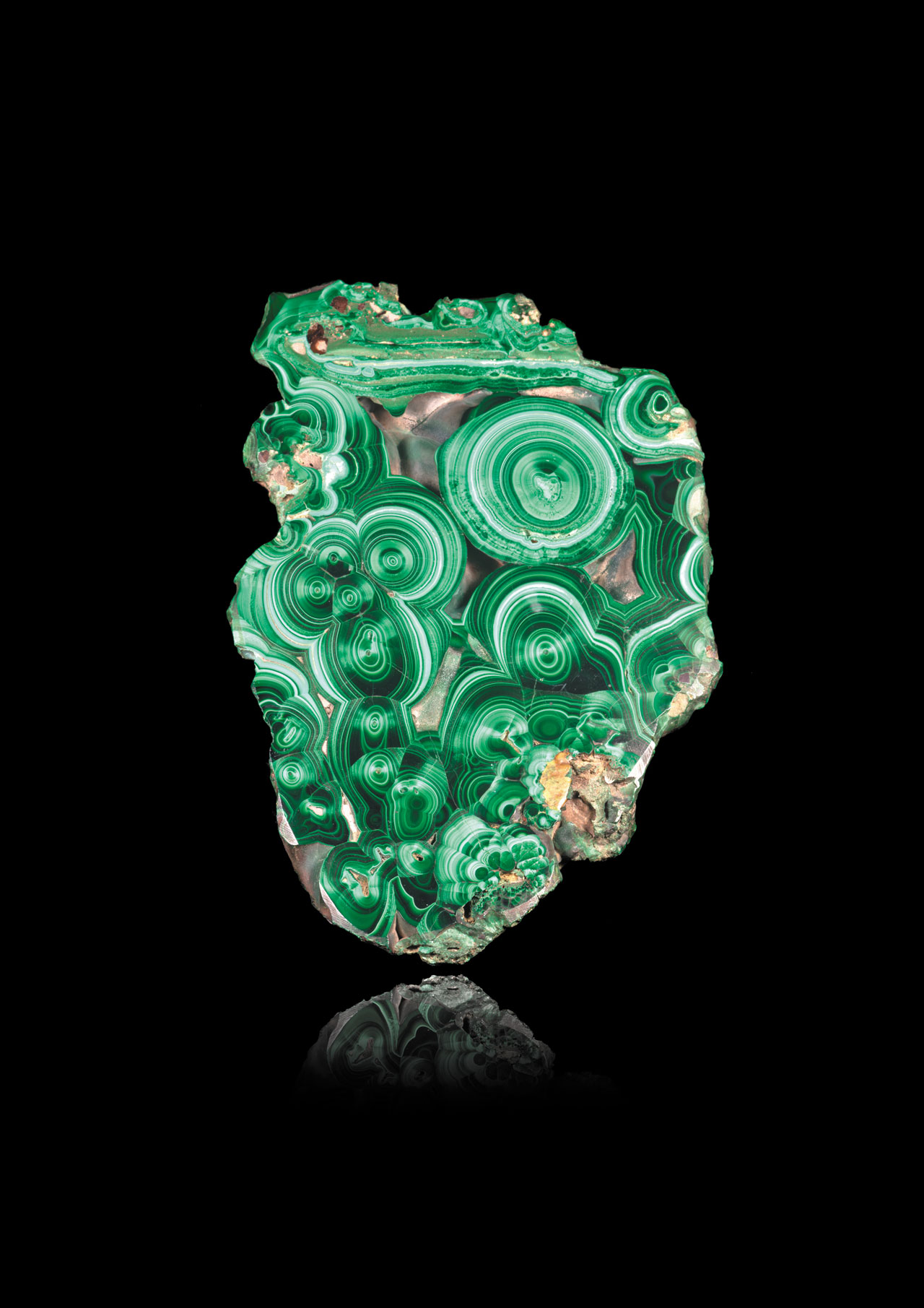 Malachite (cut and polished). Russia. Ural, Tourtschenimowski/ Former collection of the King's Cabinet of Natural History, MNHN Collection, Paris.