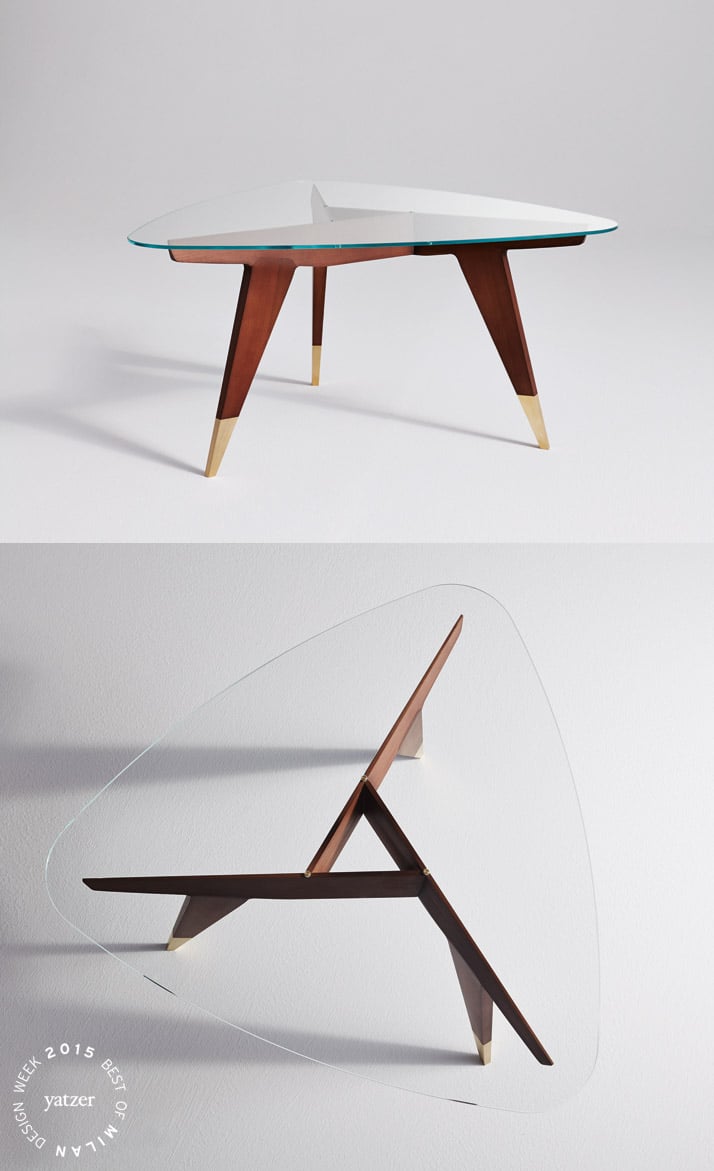 The D.552.2 small table by Gio Ponti, in wood with a glass top, designed for the American company M. Singer&amp;Sons in the ‘50s has been reissued by Molteni&amp;C in partnership with Gio Ponti’s heirs.