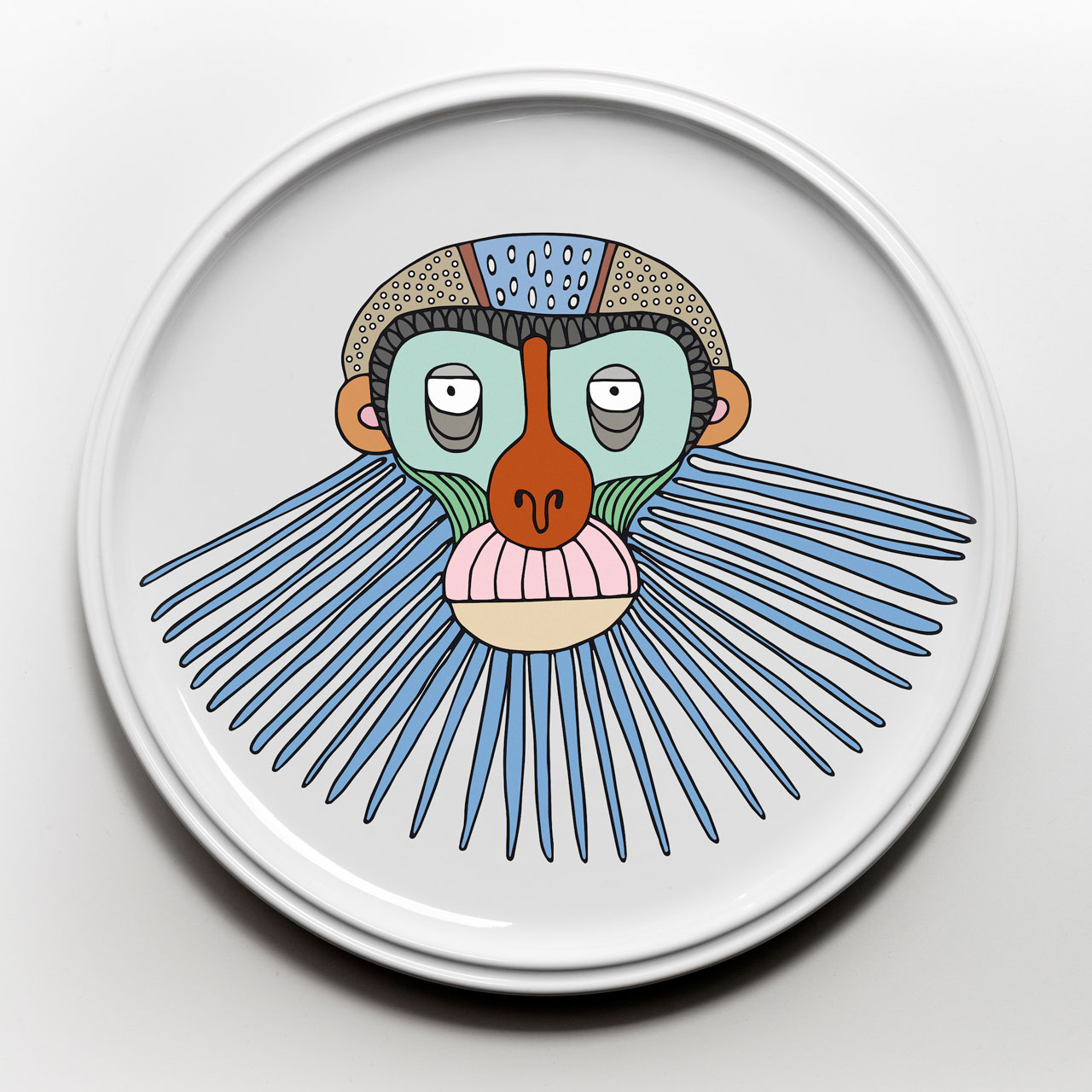 Ceramic plates from the PRIMATES series by Elena Salmistraro for Bosa.