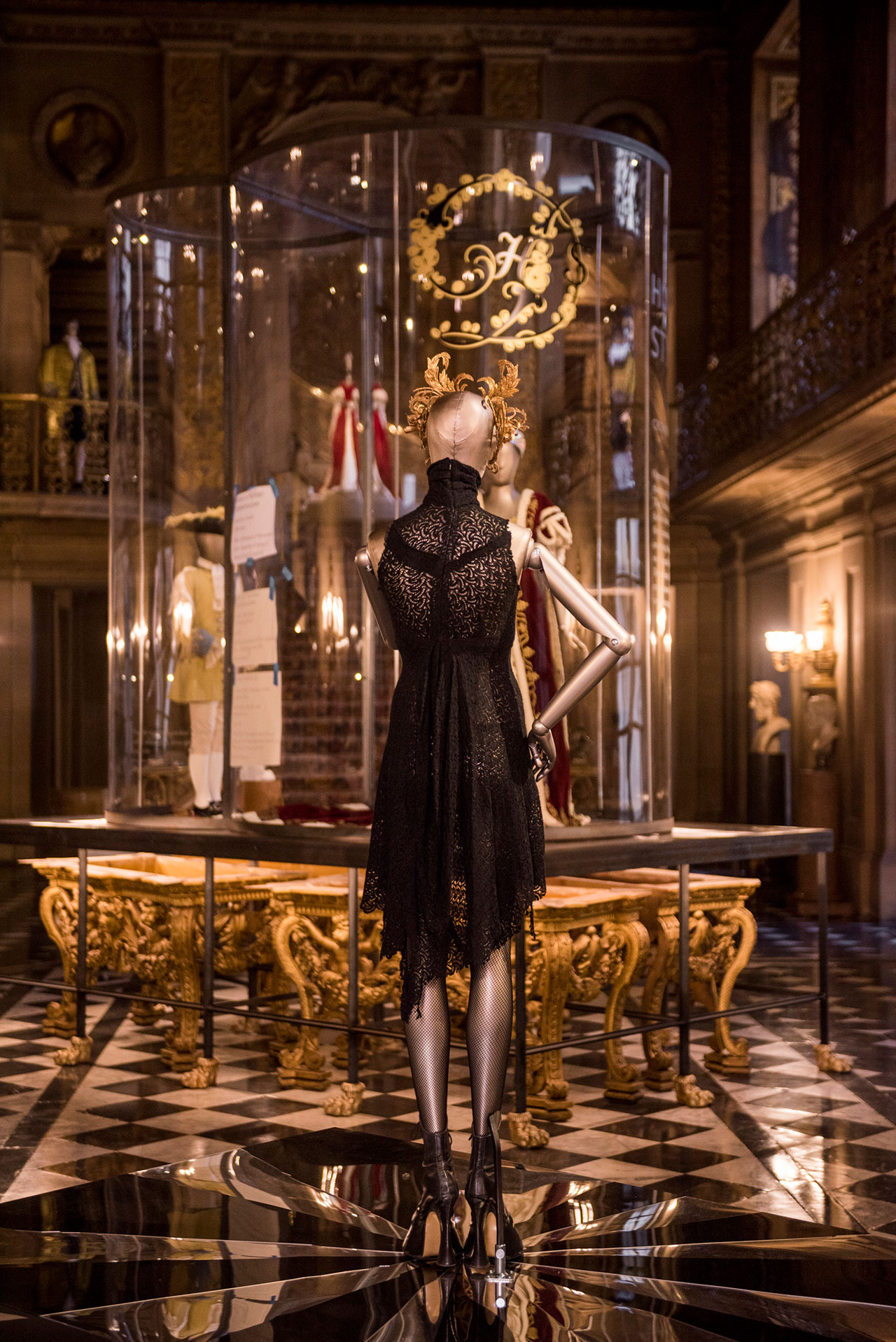 Alexander McQueen dress worn loaned by Stella Tennant, model and the Duke's niece to Chatsworth House Style. Photo courtesy Chatsworth House Trust.