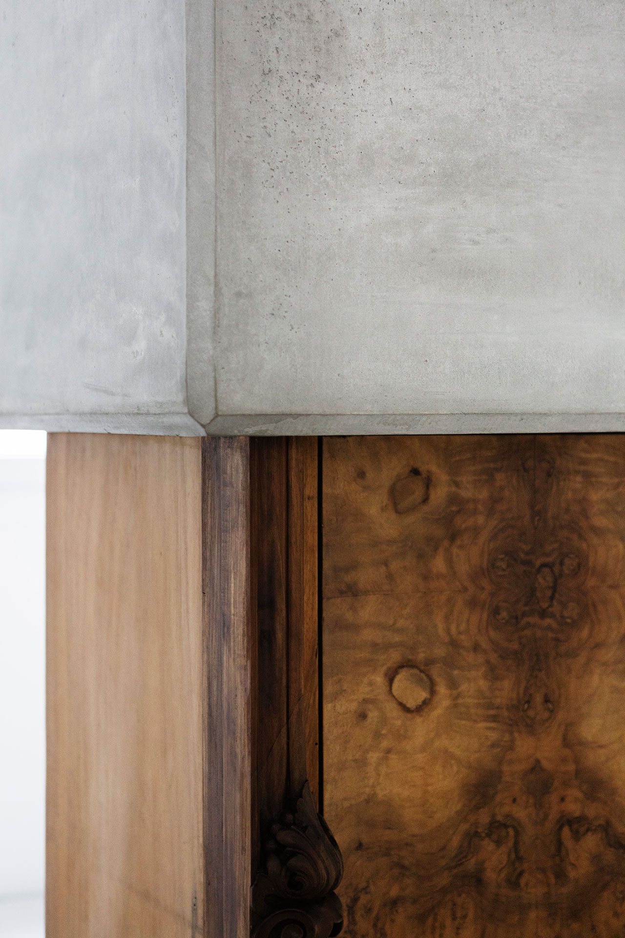 Nucleo (Piergiorgio Robino + Marzia Ricci), “Boolean” And  (Cabinet), 2017. Concrete, vintage furniture, 72 x 80 x 218h cm. Unique piece in an edition 1+1. Photo by Studio Pepe Fotografia.