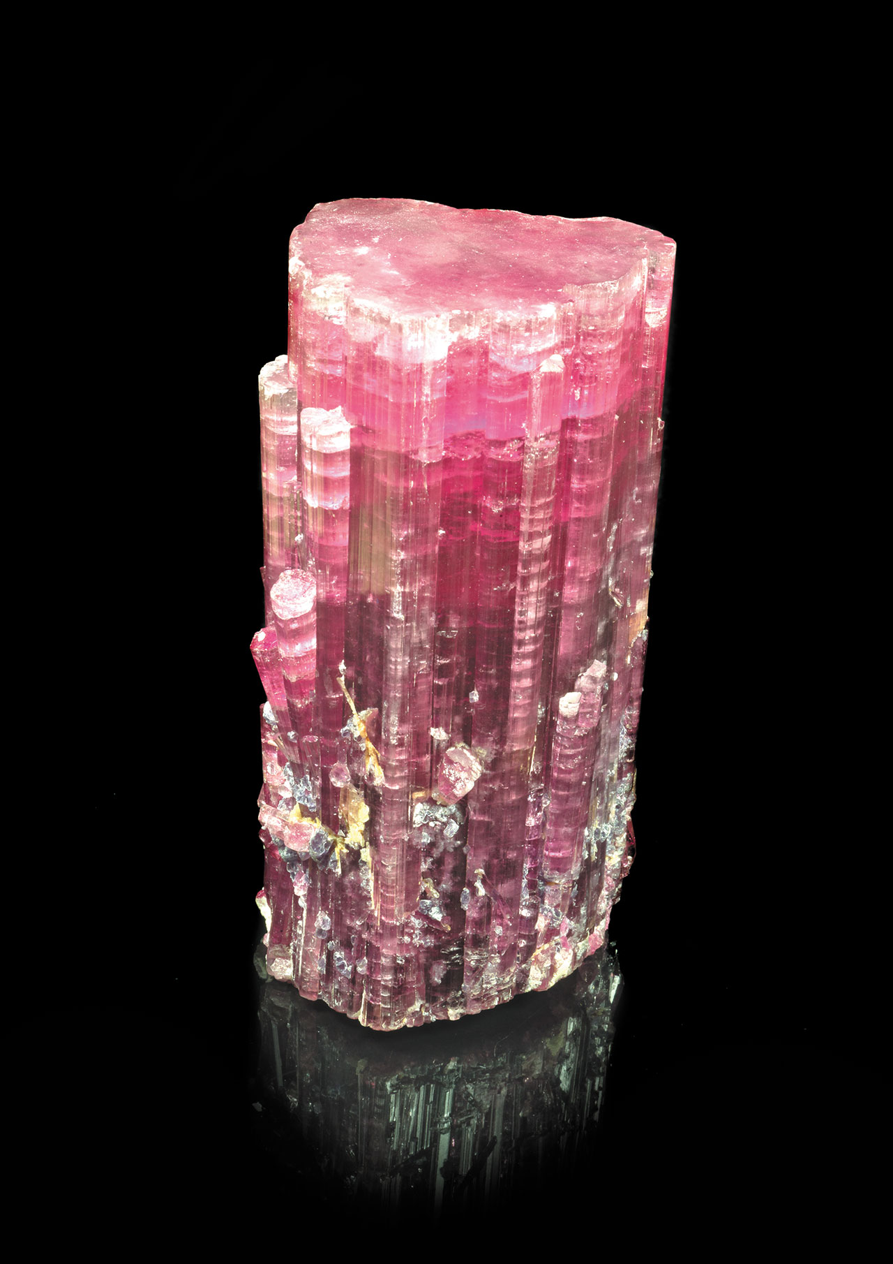 红碧玺晶体（组别：电气石，种类：elbaite）。 美国加利福尼亚州帕拉。 J. Pierpont-Morgan 的礼物，1905 年。MNHN 收藏，巴黎 © MNHN/F。 法格斯。