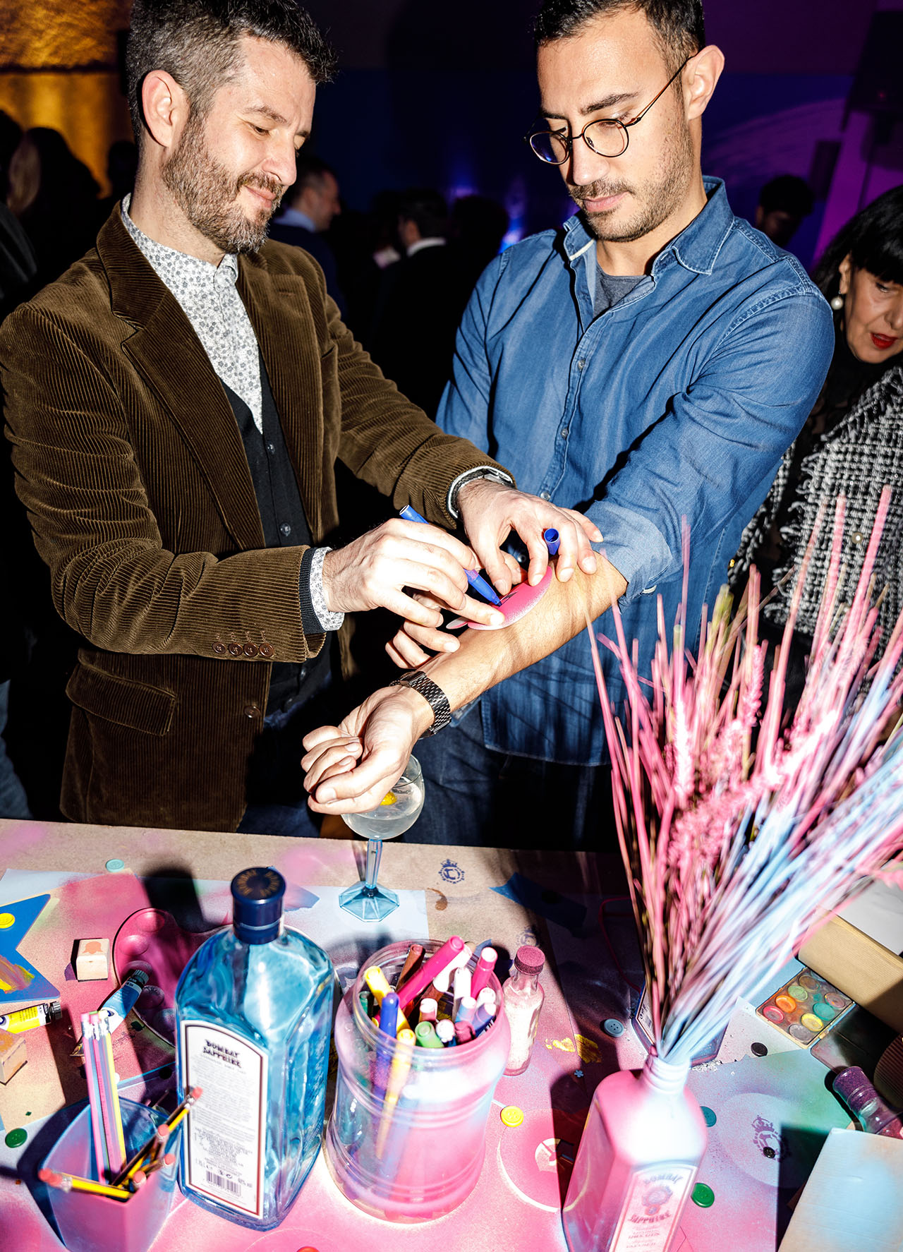 Art supplies allowed guests to create their own Bombay Sapphire-inspired artworks. Photo by Spyros Chamalis © Yatzer 2019.