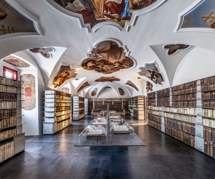A Concrete & Steel Shelving System Breathes New Life in the Library of a Historic Monastery in the Czech Republic