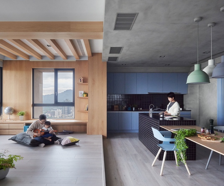 Blue and Glue: Sky-high Family Apartment in Taiwan by HAO Design