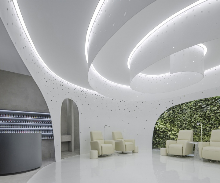 A Spiral Ceiling for the New Lily Nails Salon in Beijing
